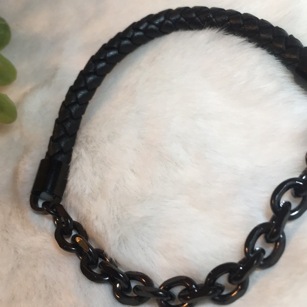 💲BLACK JACK® Black LEATHER Chain Bracelet💲